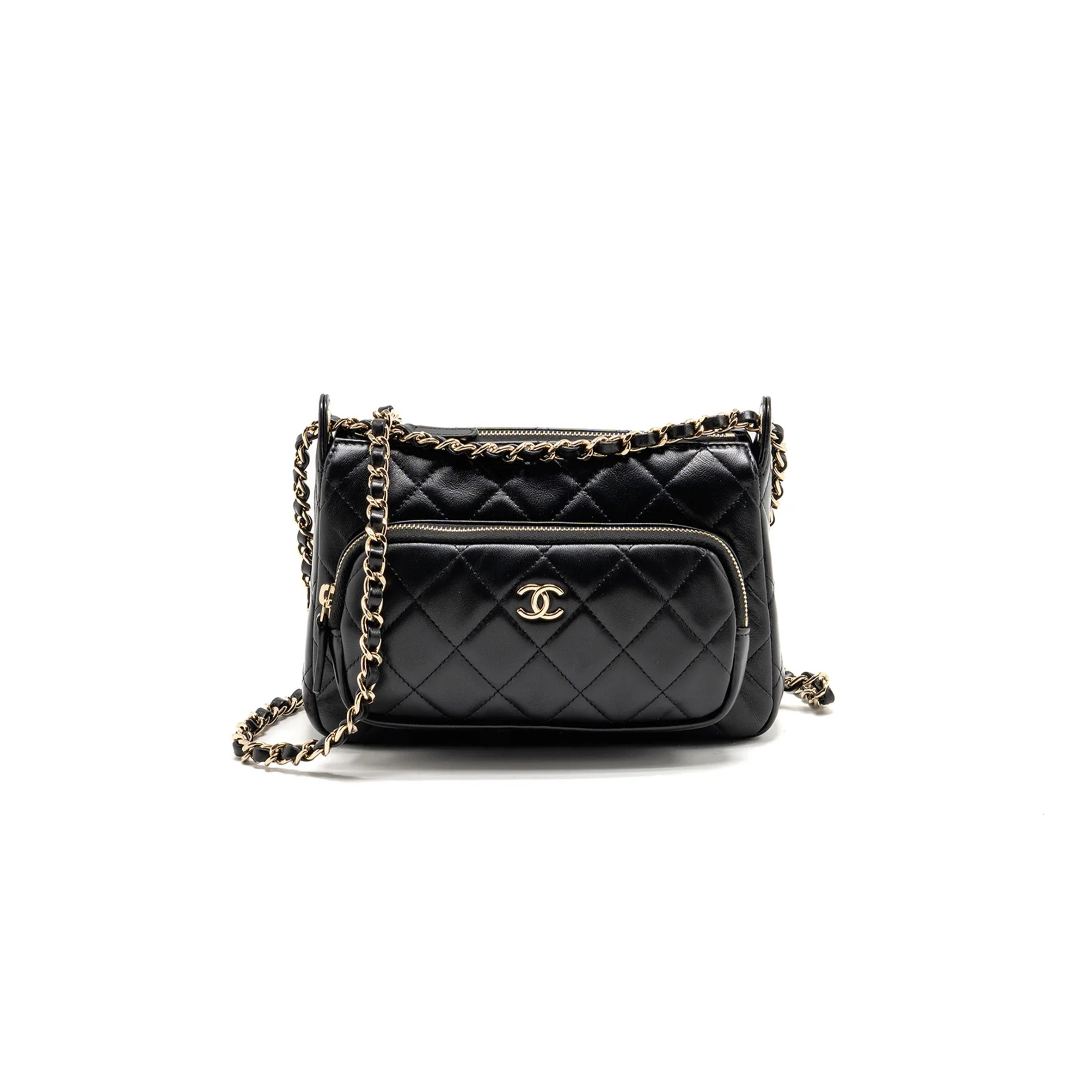 CHANEL 25C CAMERA BAG LAMBSKIN BLACK LGHW AP4349 (21*15.5*8cm)